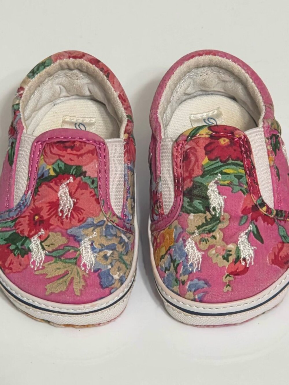 Polo Ralph Lauren Pink Floral Slip On Sneakers Toddler Size 2
